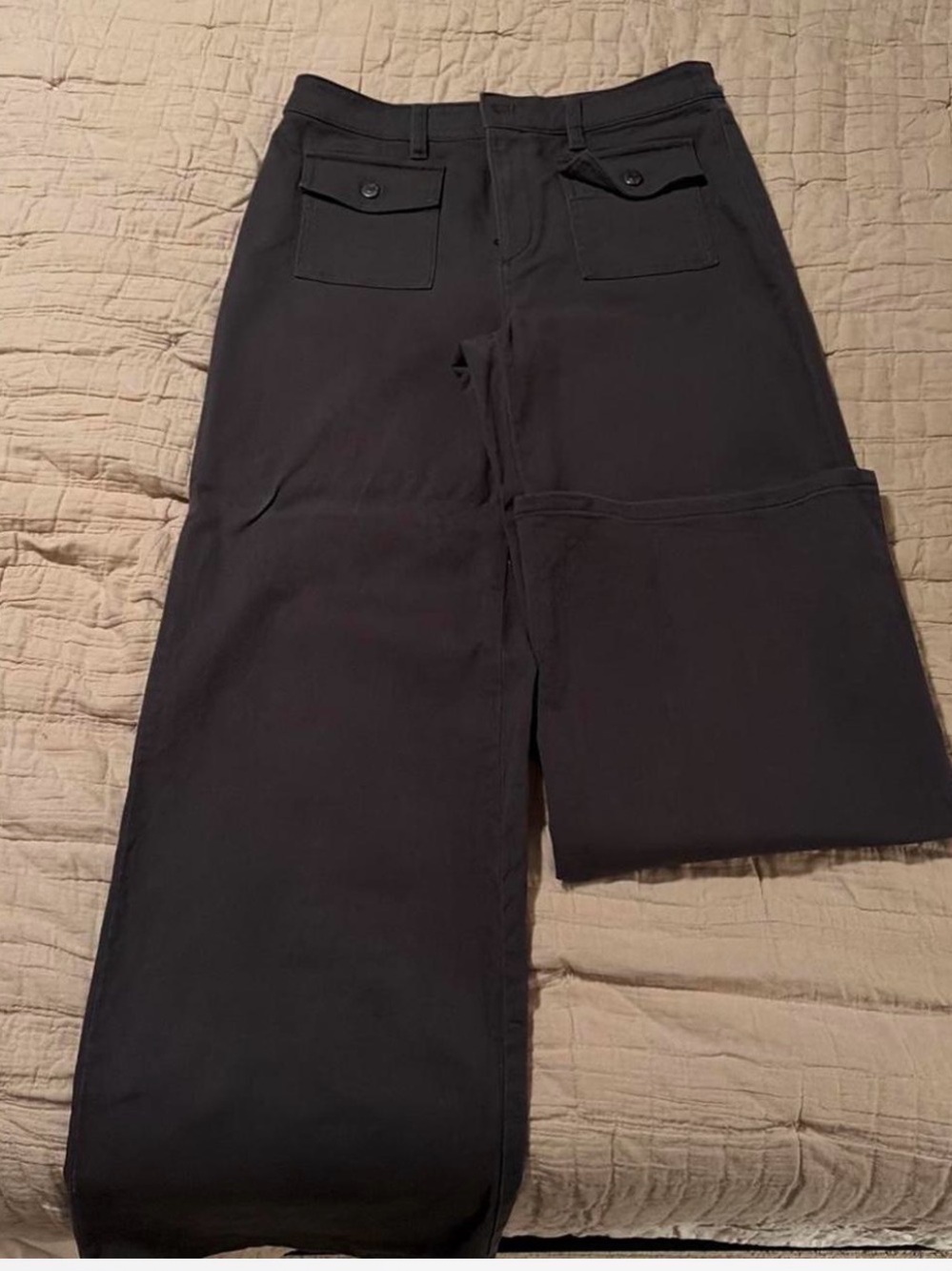 Women black Loft Palmer Wide Leg pants 8